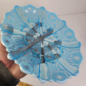 Davidson Victorian 1890s Blue Pressed Glass Frosted Tips 176566 England UK